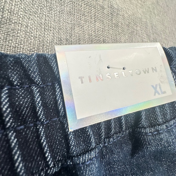 NEW! Tinseltown Booty Mini Shorts XL Fringe Blue Jean Drawstring Elastic waist - Picture 9 of 11